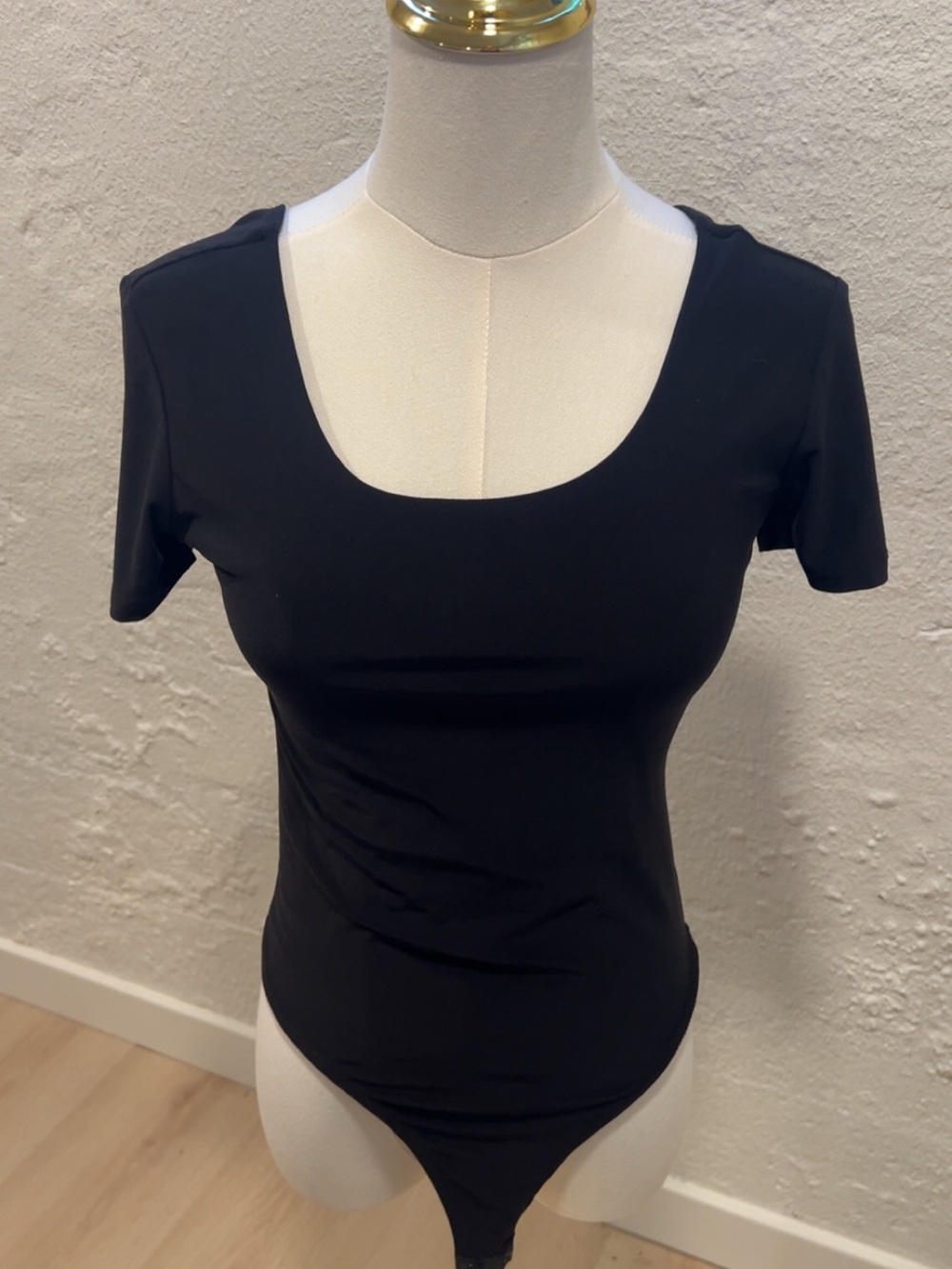 Halogen Black Scoop Neck Short Sleeve Bodysuit